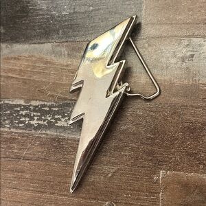 Silver Lightning Bolt belt buckle silver star. 3-1/4” men or women.